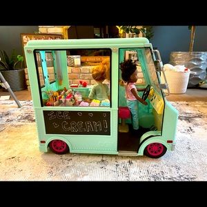 American Girl - wellie wish dolls x 2 with ice cream truck and accessories